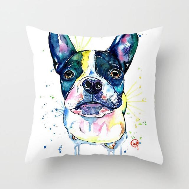 Cute Dog Peachskin Pillowcase Cover Kids Gift Animals Puppy Pet Dog Painting Cotton Linen Throw Pillow Case Cushion Cover Square Animal Pillow Covers Home Decor Pillows Covers Pillowcase 45x45CM