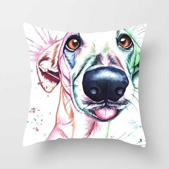 Cute Dog Peachskin Pillowcase Cover Kids Gift Animals Puppy Pet Dog Painting Cotton Linen Throw Pillow Case Cushion Cover Square Animal Pillow Covers Home Decor Pillows Covers Pillowcase 45x45CM