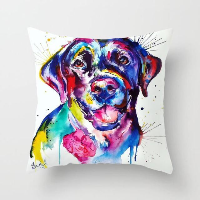 Cute Dog Peachskin Pillowcase Cover Kids Gift Animals Puppy Pet Dog Painting Cotton Linen Throw Pillow Case Cushion Cover Square Animal Pillow Covers Home Decor Pillows Covers Pillowcase 45x45CM
