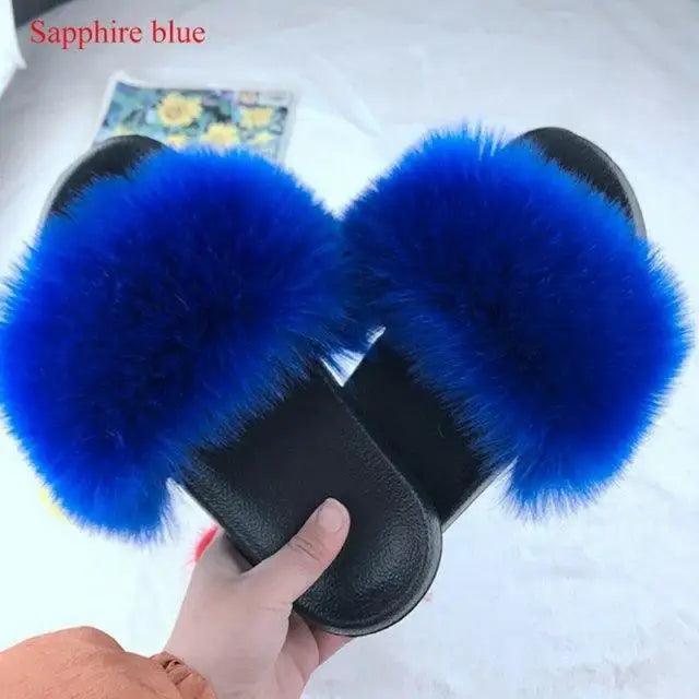 Cute Fluffy Ladies Indoor Warm Slippers Furry Luxury Flip Flops Women's Fashion Flat Soft Flip Flops