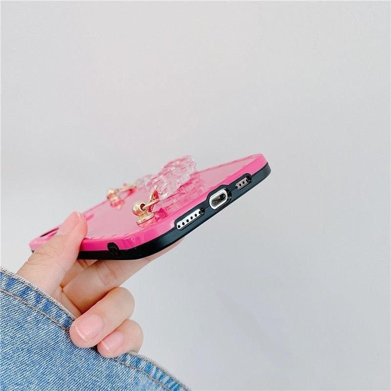Cute Heart Chain Cute Case Luxury 3D Love Heart Wristband Girl Soft Case For iPhone 14 13 11 12 Pro Max 7 8 Plus Xr X Xs Silicone Phone Cover Cute Case Luxury Hearts Case Camera Cover Protective Soft Slim Girly Case Designed for iPhone