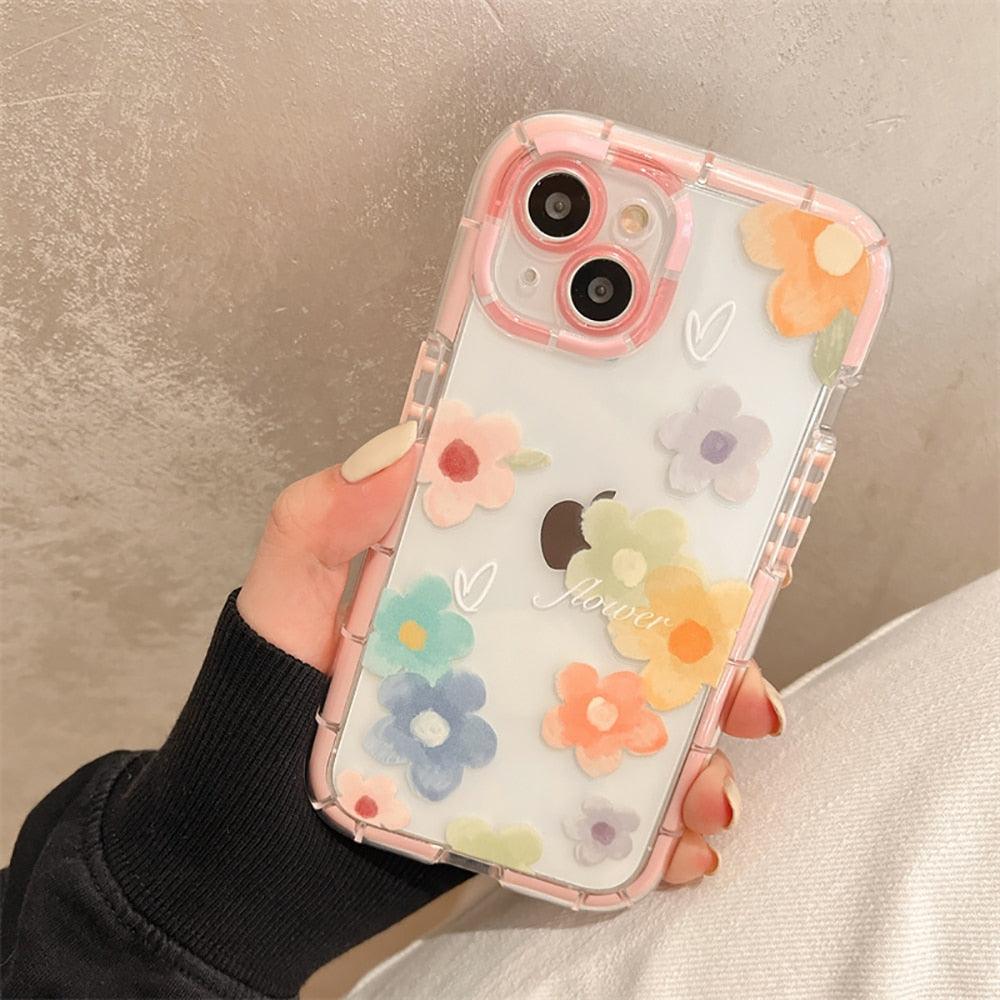 Cute Love Heart Soft Shockproof Bumper Transparent Phone Case For iPhone 12 13 Pro Max Silicone Back Cover Case Cute Side Small Pattern for Women Girls Soft Silicone Shockproof Protective Cover