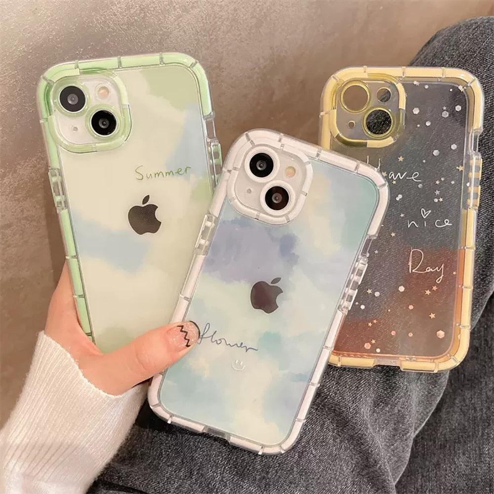 Cute Love Heart Soft Shockproof Bumper Transparent Phone Case For iPhone 12 13 Pro Max Silicone Back Cover Case Cute Side Small Pattern for Women Girls Soft Silicone Shockproof Protective Cover