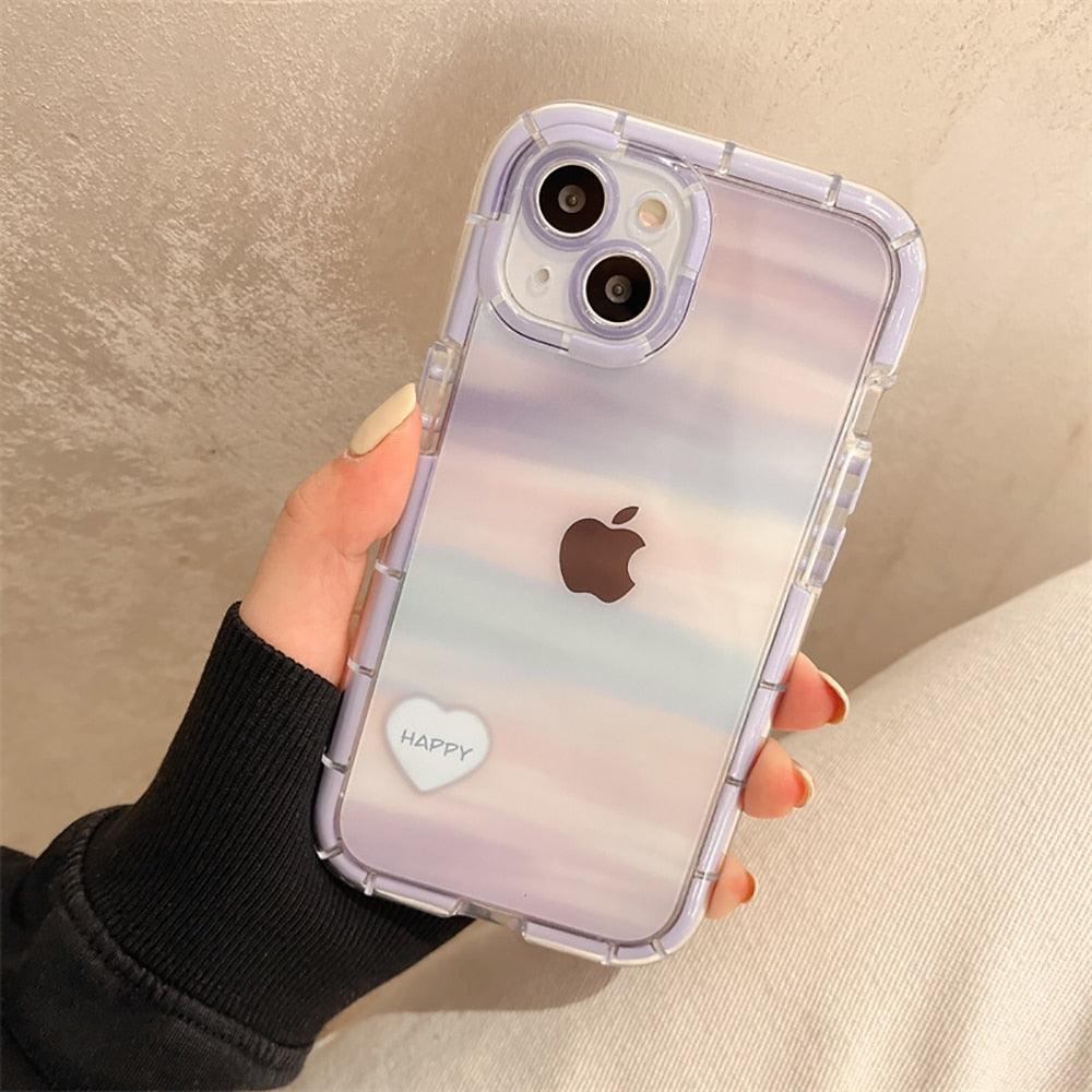 Cute Love Heart Soft Shockproof Bumper Transparent Phone Case For iPhone 12 13 Pro Max Silicone Back Cover Case Cute Side Small Pattern for Women Girls Soft Silicone Shockproof Protective Cover