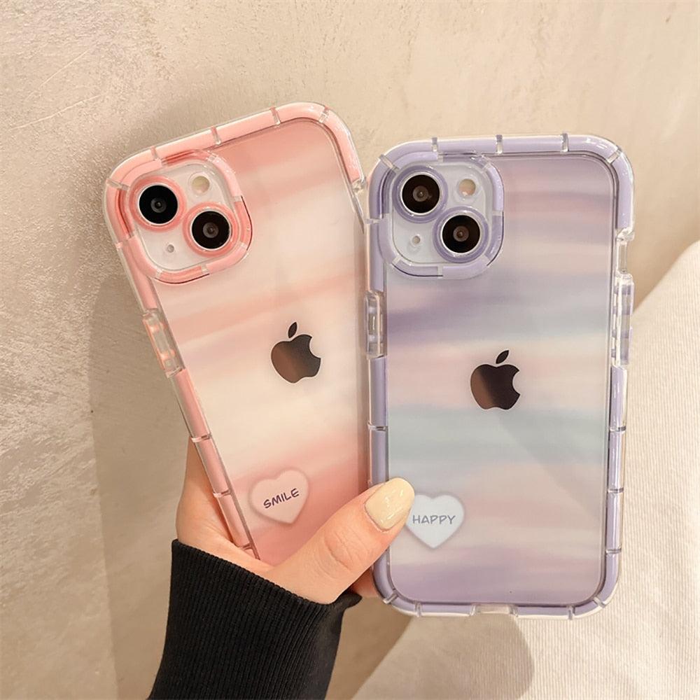Cute Love Heart Soft Shockproof Bumper Transparent Phone Case For iPhone 12 13 Pro Max Silicone Back Cover Case Cute Side Small Pattern for Women Girls Soft Silicone Shockproof Protective Cover