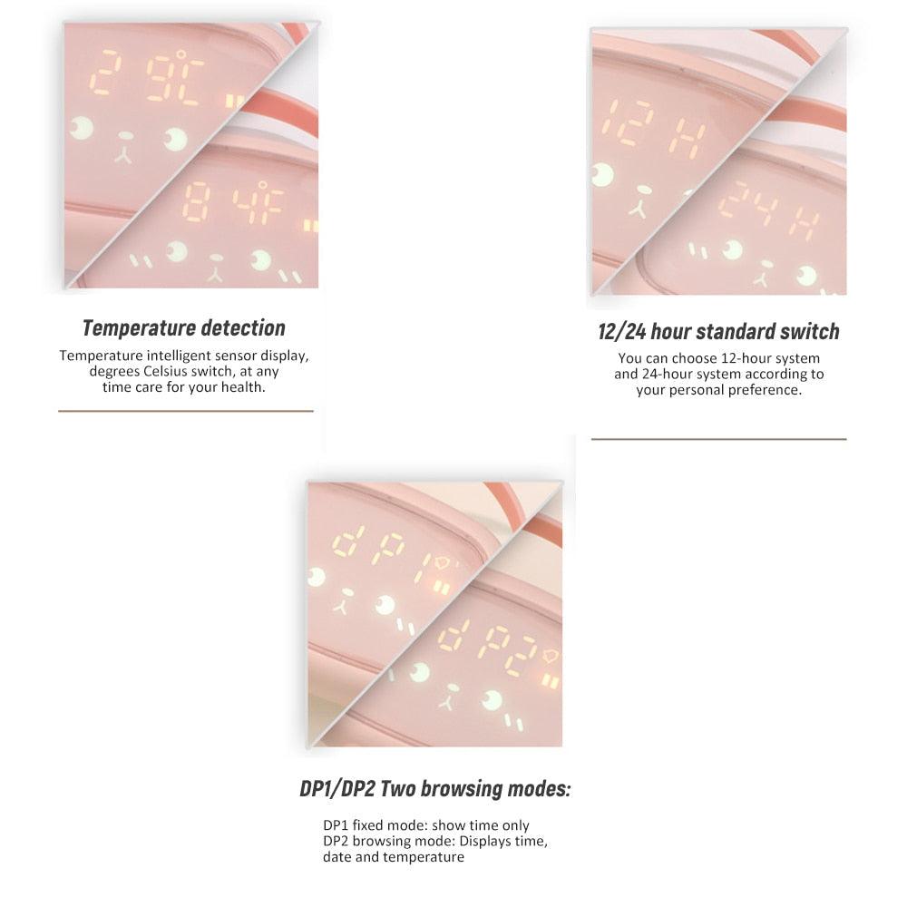 Cute Night Light Alarm Clock Timing Countdown Alarm Clock Kids Alarm Clock Pink for Girls Bedroom Ok to Wake Children's Sleep Trainer Wake Up Light & Night Light LED Smart Kids Alarm Clock Night Light For Home Decor
