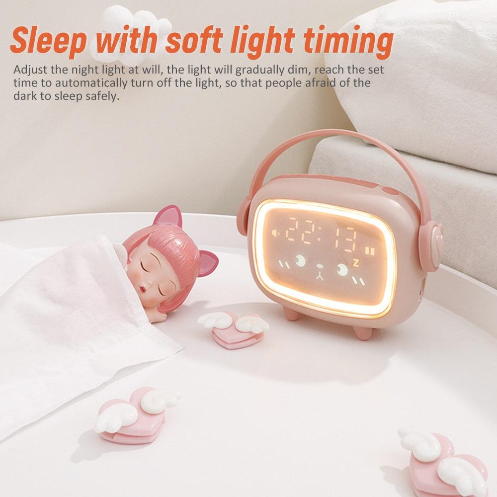 Cute Night Light Alarm Clock Timing Countdown Alarm Clock Kids Alarm Clock Pink for Girls Bedroom Ok to Wake Children's Sleep Trainer Wake Up Light & Night Light LED Smart Kids Alarm Clock Night Light For Home Decor