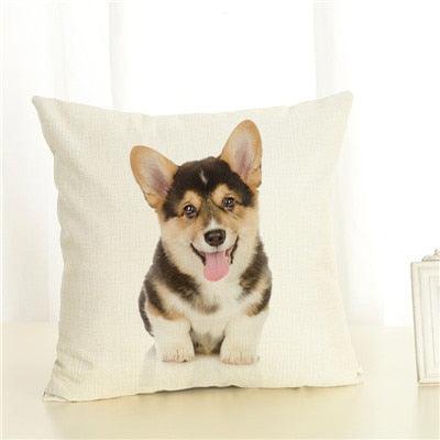 Cute Pet Dog Printed Cushion Cover Linen Pillow Cover Decorative Throw Pillow Cover For Sofa Chair Home
