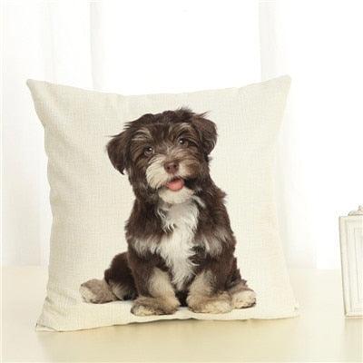 Cute Pet Dog Printed Cushion Cover Linen Pillow Cover Decorative Throw Pillow Cover For Sofa Chair Home