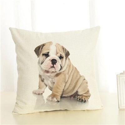 Cute Pet Dog Printed Cushion Cover Linen Pillow Cover Decorative Throw Pillow Cover For Sofa Chair Home