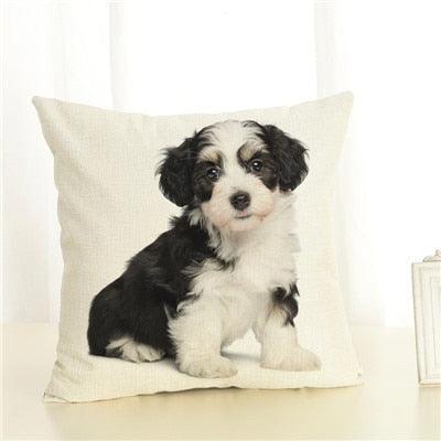 Cute Pet Dog Printed Cushion Cover Linen Pillow Cover Decorative Throw Pillow Cover For Sofa Chair Home