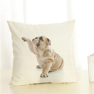Cute Pet Dog Printed Cushion Cover Linen Pillow Cover Decorative Throw Pillow Cover For Sofa Chair Home