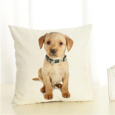 Cute Pet Dog Printed Cushion Cover Linen Pillow Cover Decorative Throw Pillow Cover For Sofa Chair Home