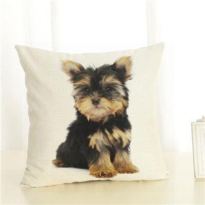 Cute Pet Dog Printed Cushion Cover Linen Pillow Cover Decorative Throw Pillow Cover For Sofa Chair Home
