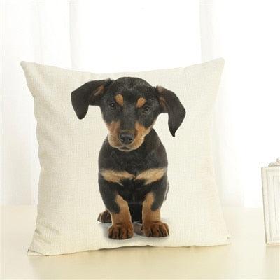 Cute Pet Dog Printed Cushion Cover Linen Pillow Cover Decorative Throw Pillow Cover For Sofa Chair Home