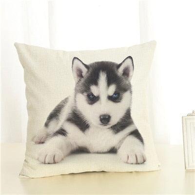Cute Pet Dog Printed Cushion Cover Linen Pillow Cover Decorative Throw Pillow Cover For Sofa Chair Home