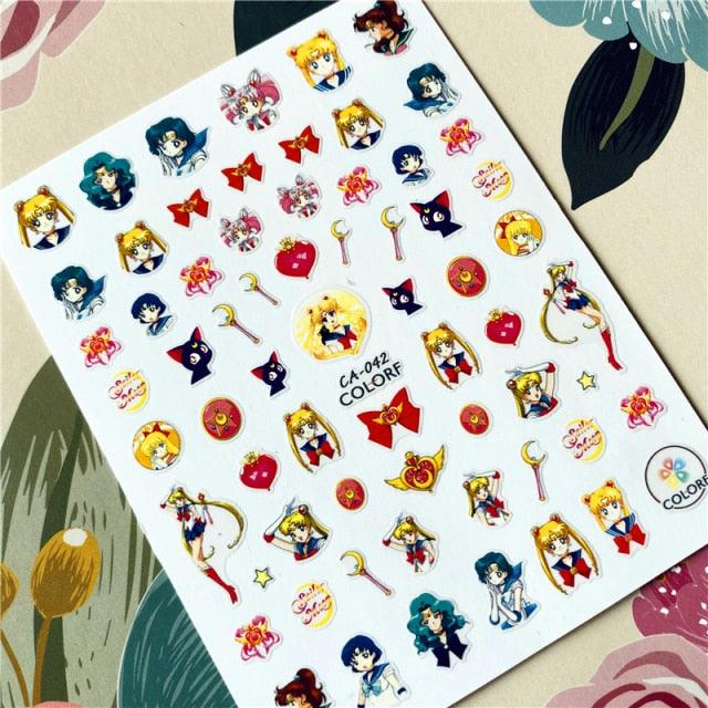 Cute rabbit Cute cat Japanese Justice Girl 3D Back Glue Nail Sticker Nail Decoration Nail Art Nail Ornament Self Adhesive Nail Decals for Nail Art Decoration Including Hearts Stars Letters Bowknot Leaves Flowers Plants Fruits Butterflies for Woman