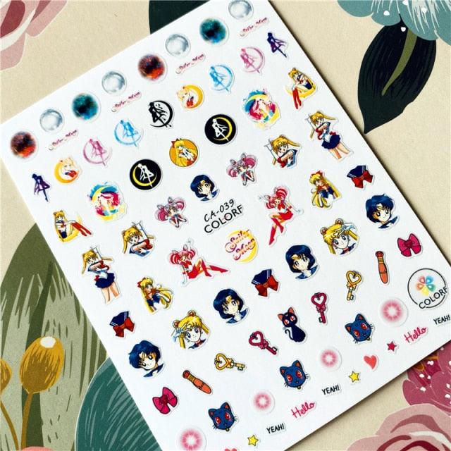 Cute rabbit Cute cat Japanese Justice Girl 3D Back Glue Nail Sticker Nail Decoration Nail Art Nail Ornament Self Adhesive Nail Decals for Nail Art Decoration Including Hearts Stars Letters Bowknot Leaves Flowers Plants Fruits Butterflies for Woman