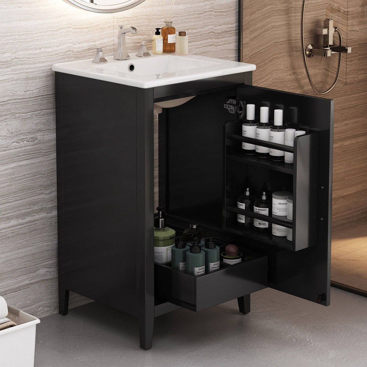 Modern Bathroom Vanity With Sink, Functional Drawer, Soft- Closing Door by Couch.com
