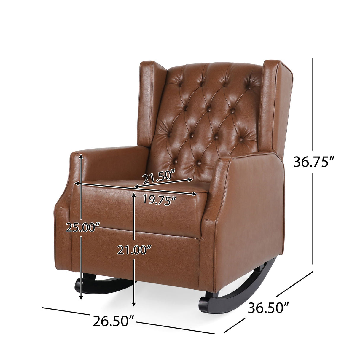 Moss - Upholstered Rocking Recliner With Diamond Tufting And Wingback - Light Brown by Couch.com