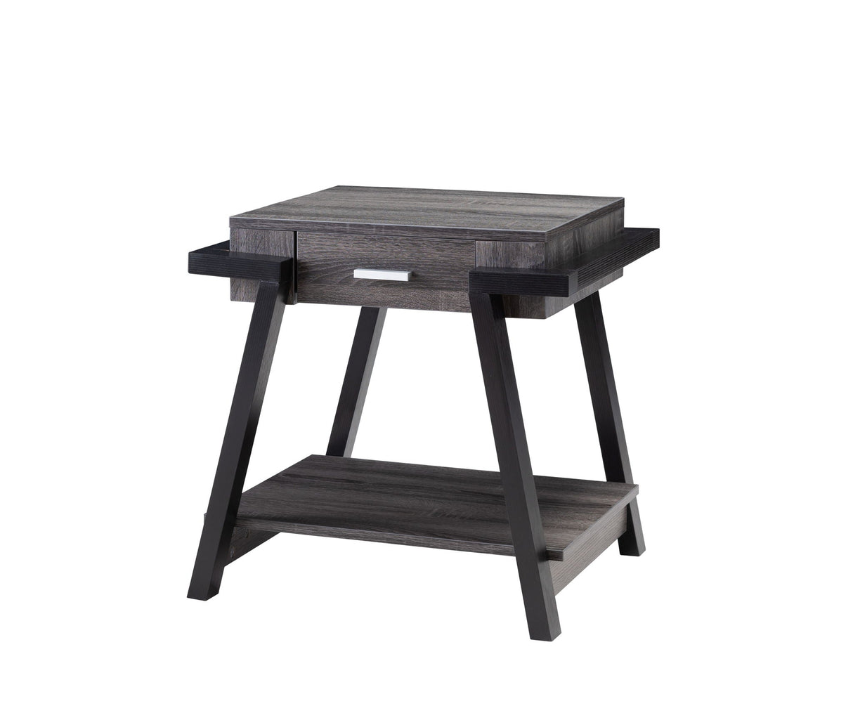 Home End Table With Drawer, Side Table With Storage Shelf - Distressed Gray / Black by Couch.com