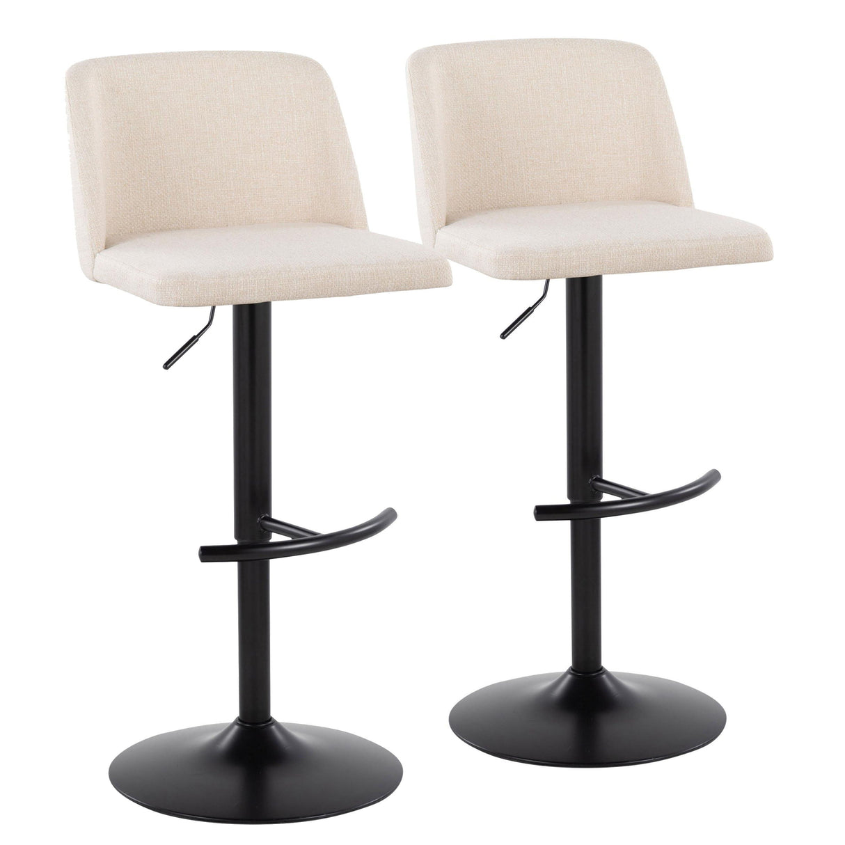 Toriano - Contemporary Adjustable Bar Stool With Rounded T Footrest (Set of 2) by Couch.com