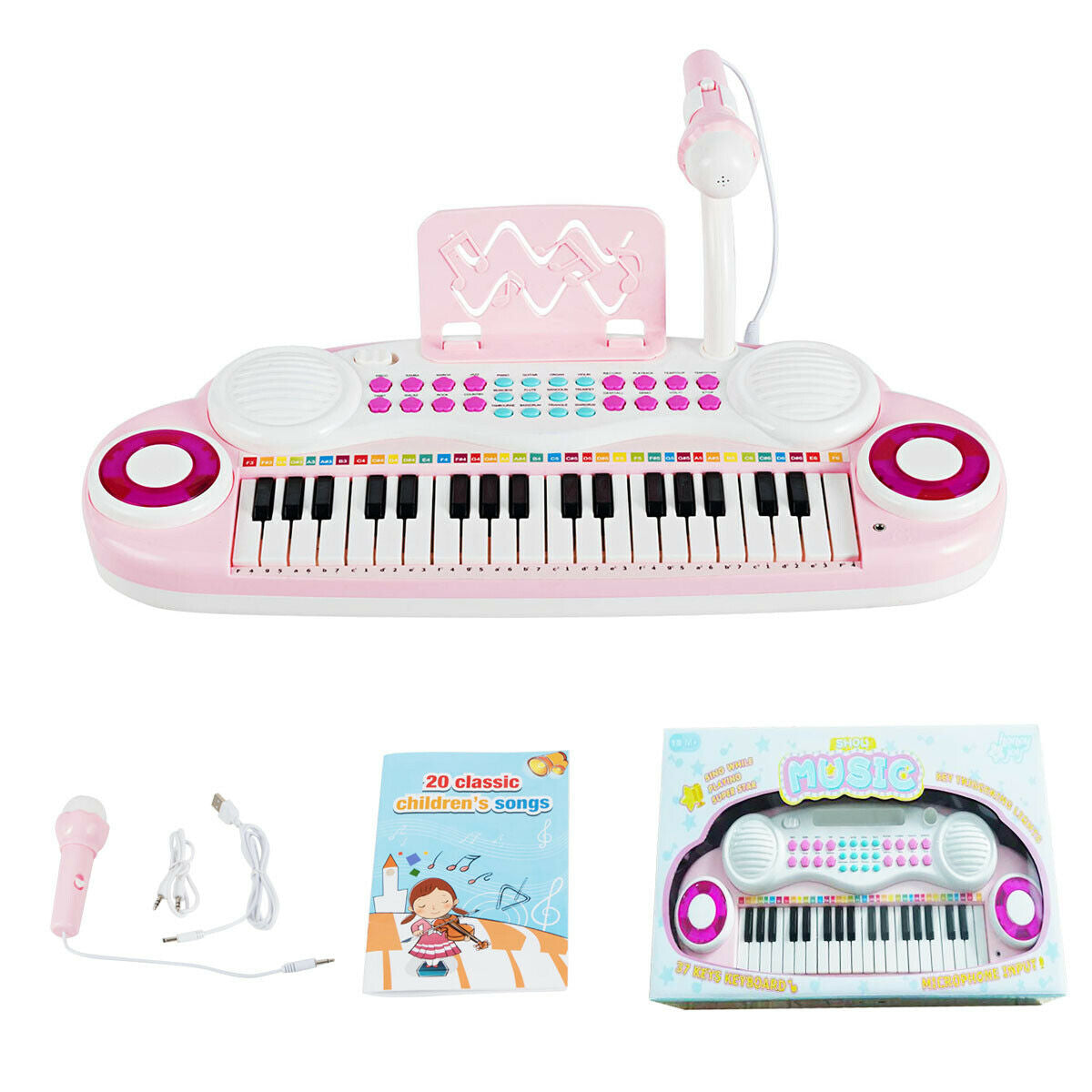 Multifunctional 37 Electric Keyboard Piano with Microphone-Blue
