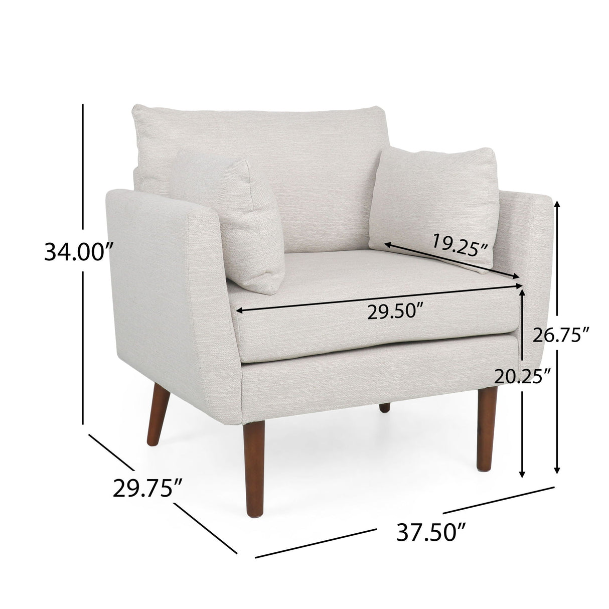 Luminate - Upholstered Fabric Club Chair With Tapered Legs And 2 Accent Pillows by Couch.com