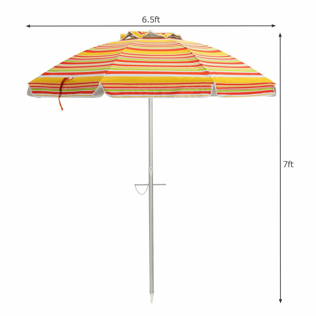 6.5 Feet Beach Umbrella with Sun Shade and Carry Bag without Weight Base-Blue