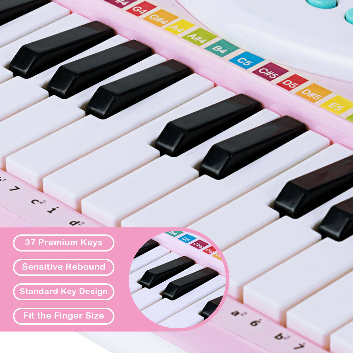 Multifunctional 37 Electric Keyboard Piano with Microphone-Blue