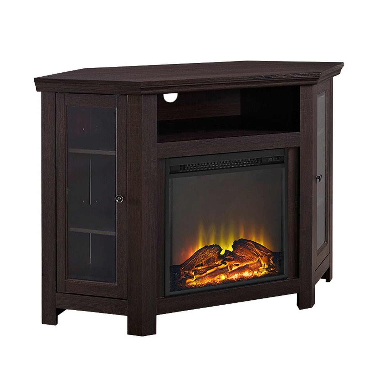 Classic Glass Door Fireplace TV Stand For TVs Up To 55" - Espresso by Couch.com