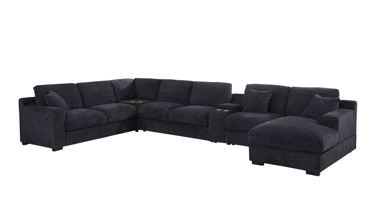 Celine - Chenille Fabric Corner Sectional Sofa With Right-Facing Chaise, Cupholders, And Charging Ports by Couch.com