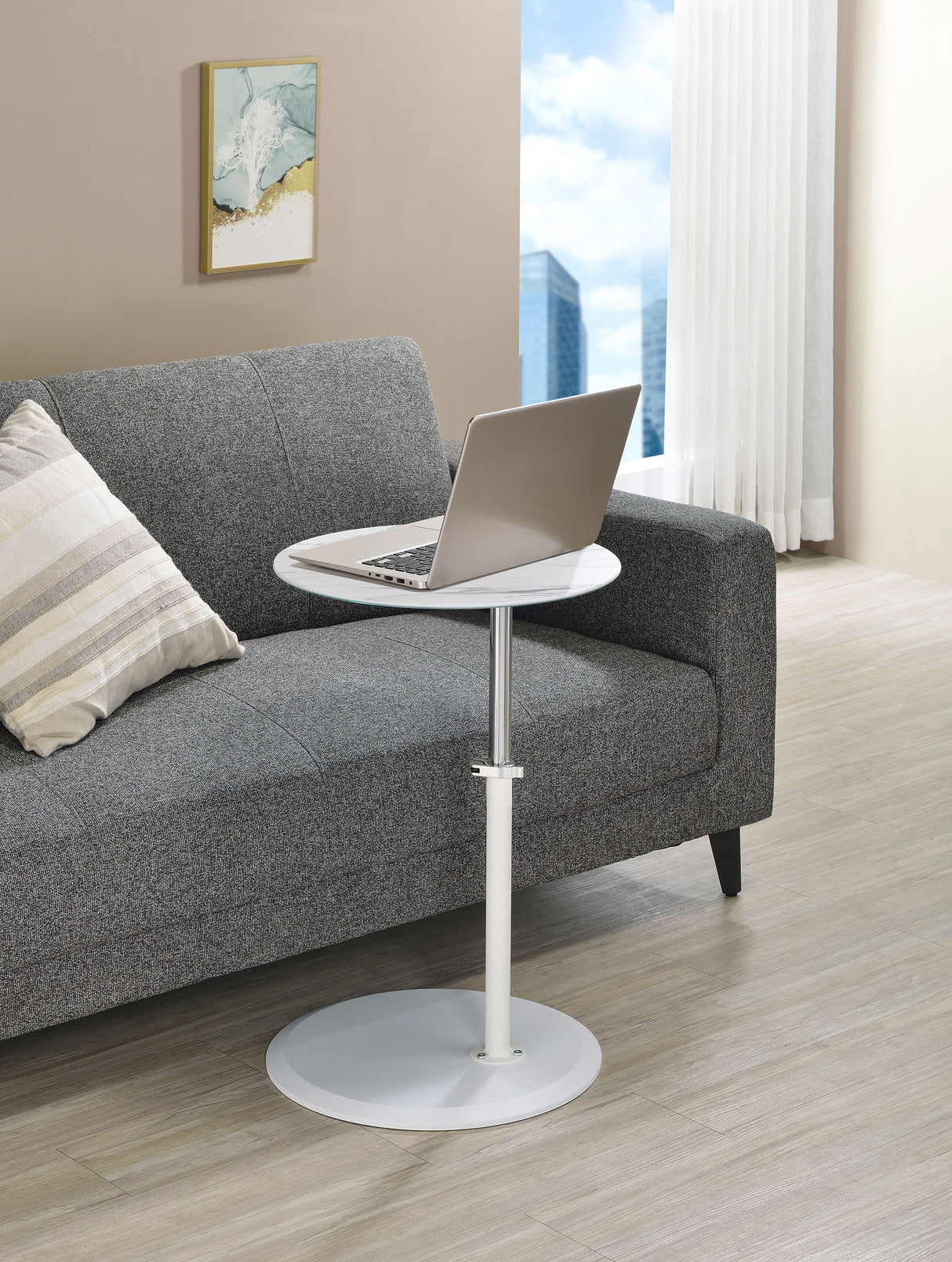 Orbit - 15.5" End Table With Height Adjustable Marble Textured Top by Couch.com