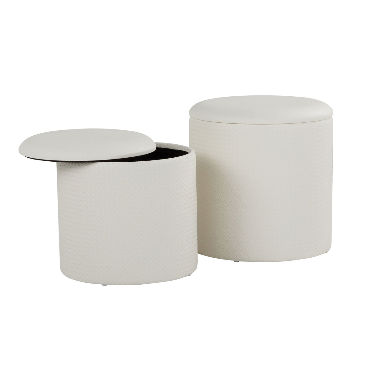 Maverick - Contemporary Nesting Ottoman Set With - Cream by Couch.com