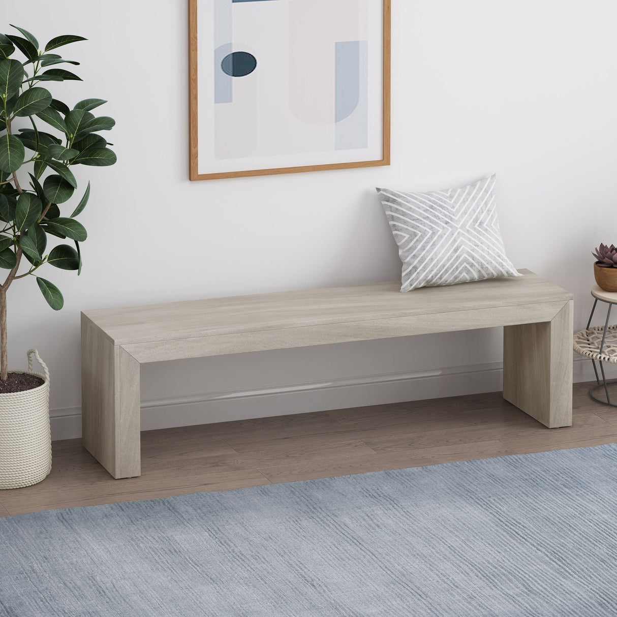 Acacia Wood Dining Bench, Farmhouse Style