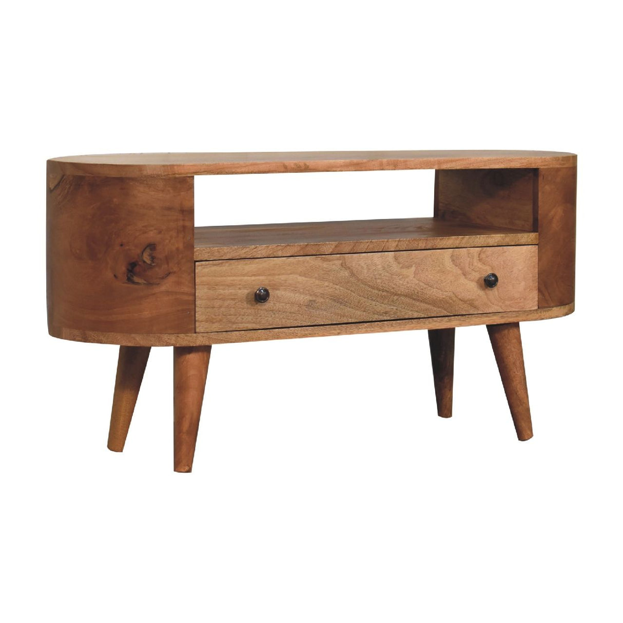Mini Rounded Entertainment Unit - Oak by Couch.com