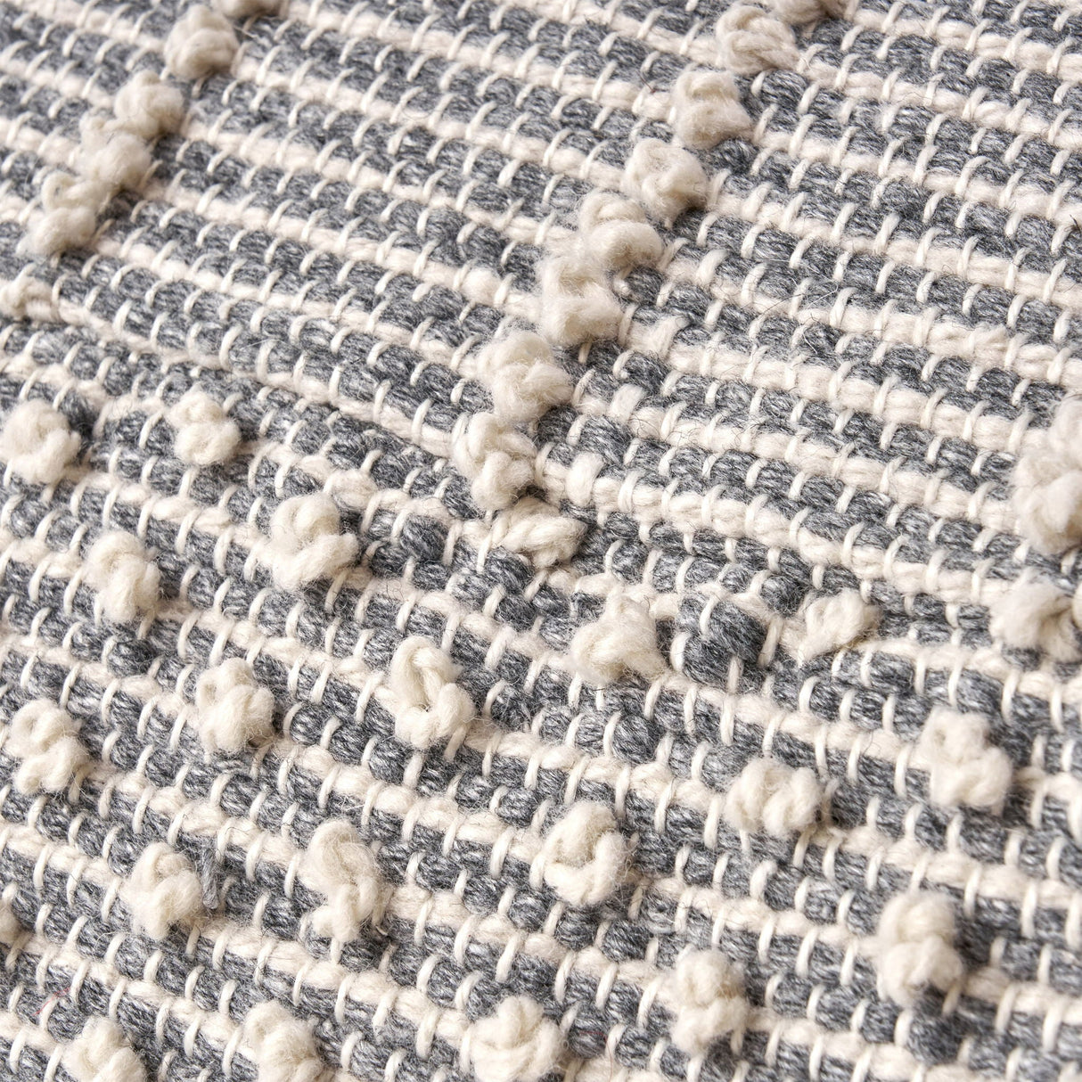 Diamond - Handcrafted Faux Yarn Pouf - Ivory / Gray by Couch.com