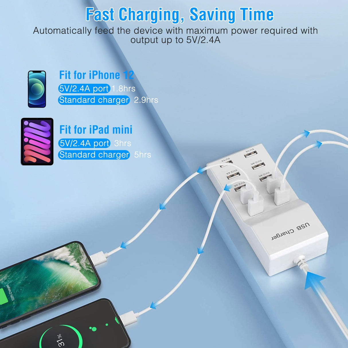 10 Ports USB Charging Station Hub 50W by DirectDeals