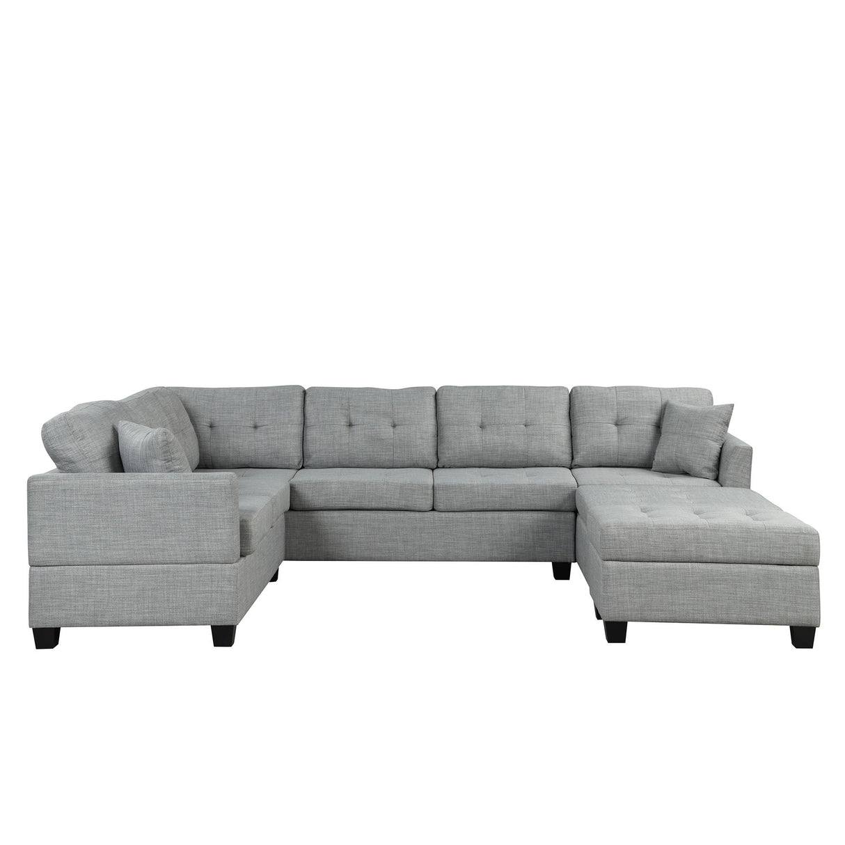 Oversized Sectional Sofa With Storage Ottoman, U-Shaped Sectional Couch With 2 Throw Pillows For Large Space Dorm Apartment by Couch.com