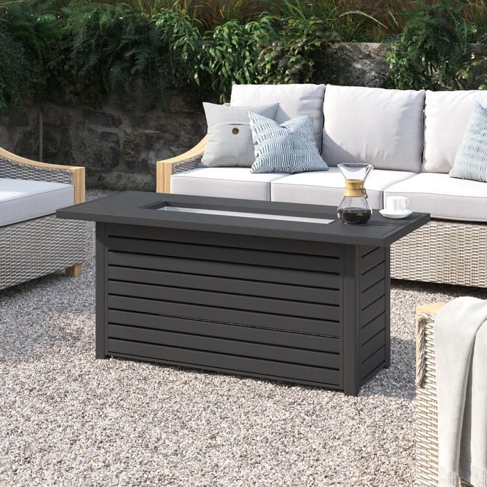 Outdoor Fire Pit Table & Lid - Black by Couch.com