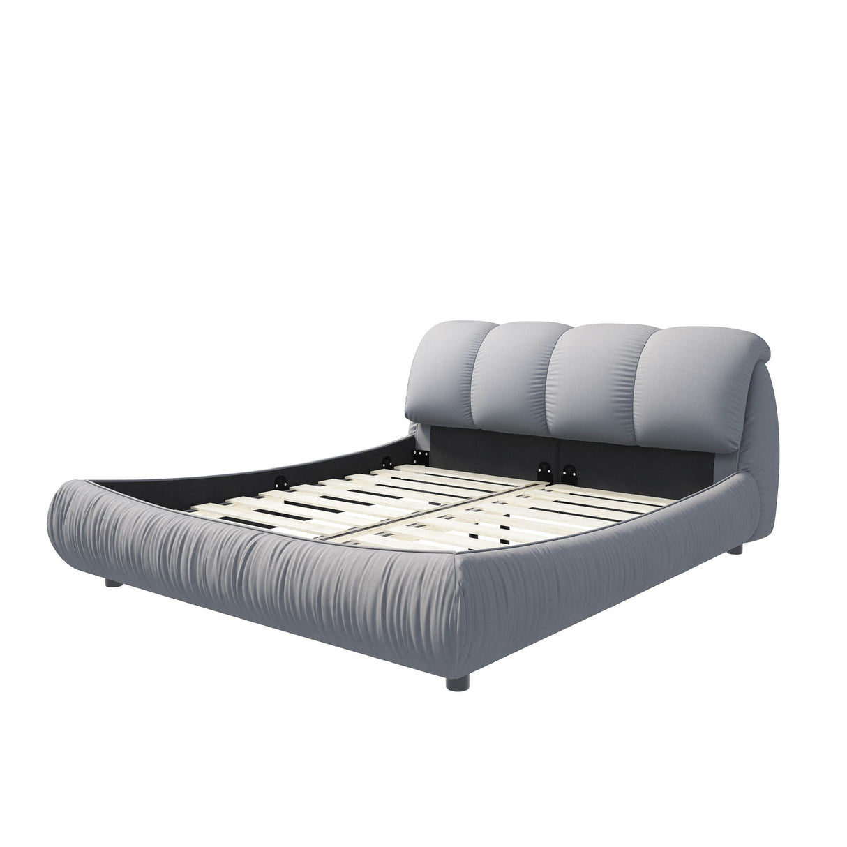 Luxury Upholstered Platform Bed With Oversized Padded Backrest And Solid Wood Frame by Couch.com