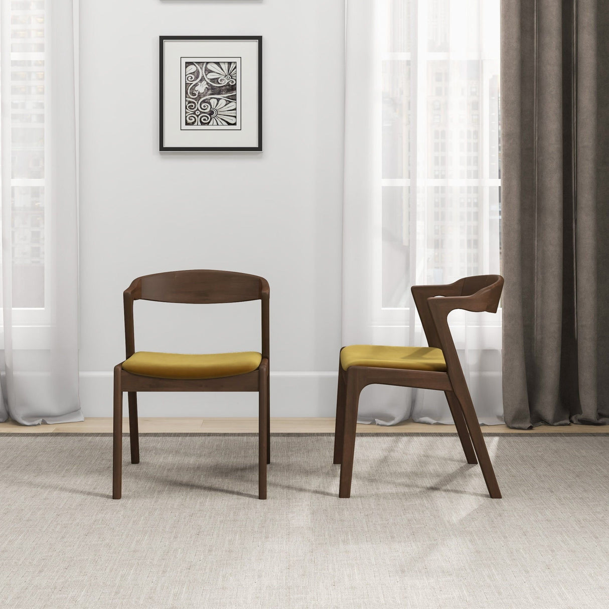 Dakota - Mid-Century Modern Velvet Dining Chair (Set of 2) by Couch.com