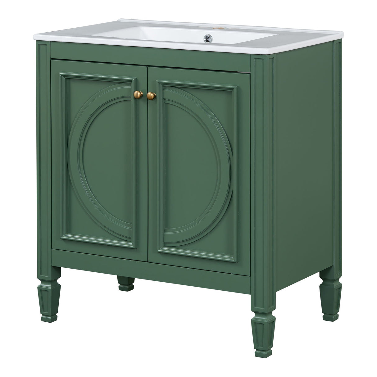 30" Bathroom Vanity With Sink, 2 Doors With Shelf, Soft Close Door Hinges, Vintage Style - Green by Couch.com