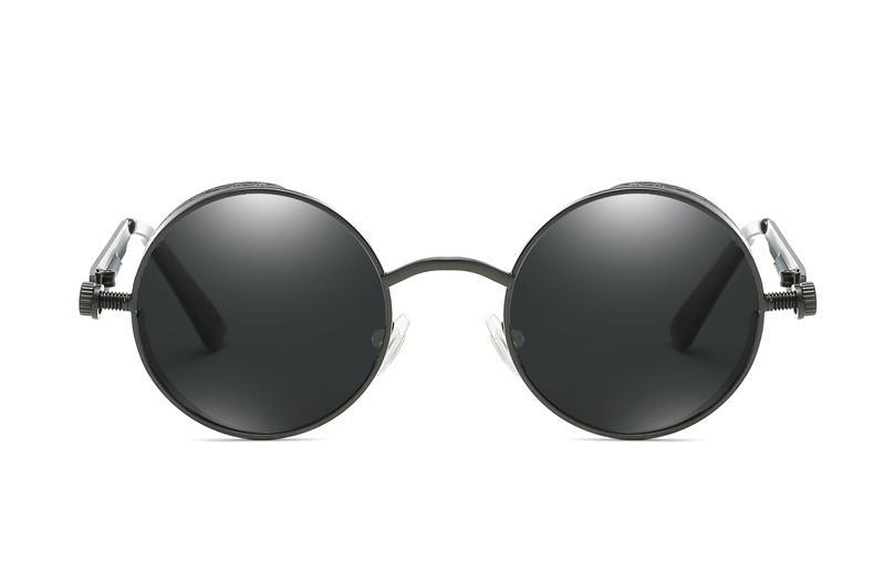 Luxury Popular Retro Gothic Steampunk Polarized Men and Women Brand Designer Vintage Round High Quality Metal Frame Sunglasses With UV400 Protection