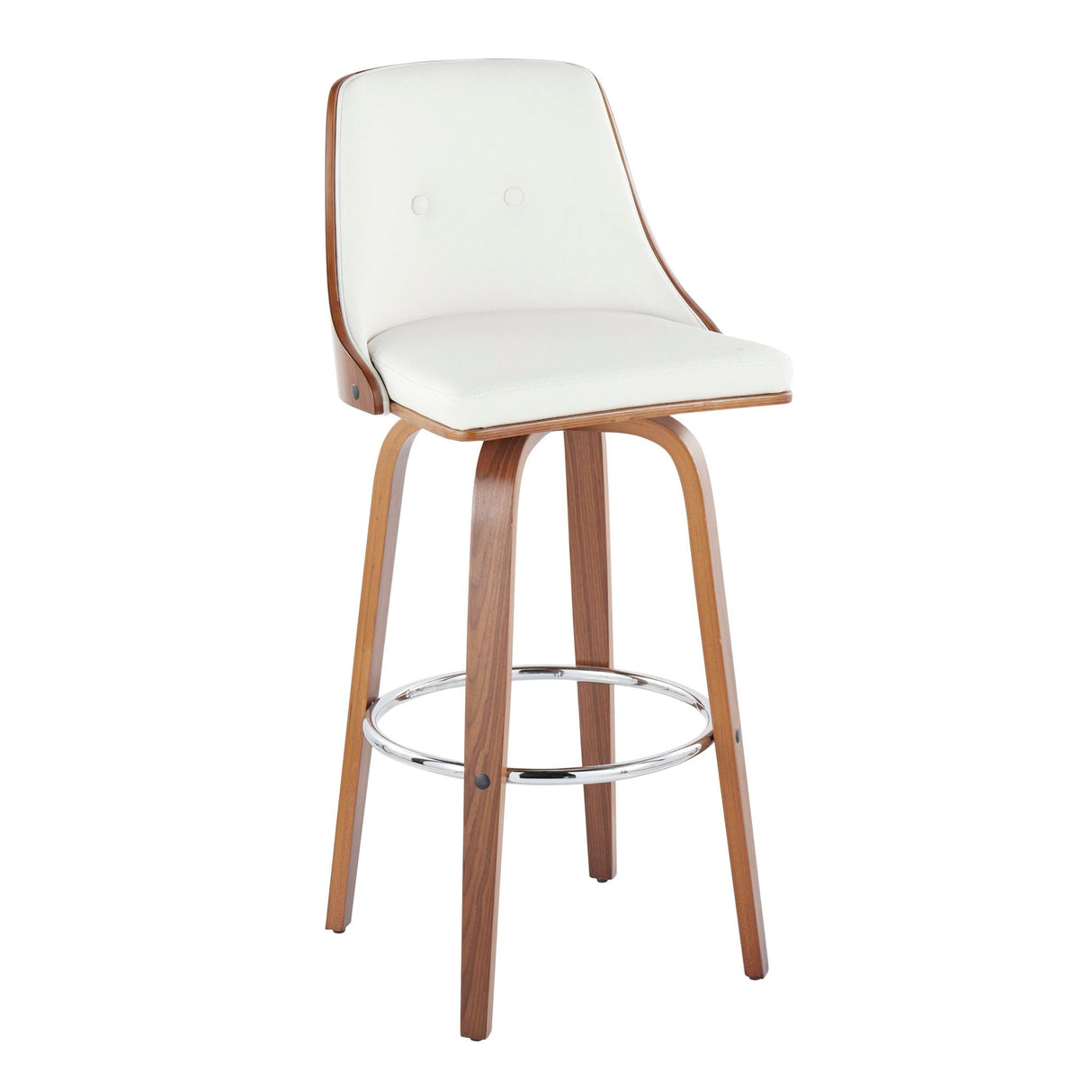 Gianna - Mid Century Modern Fixed Height Barstool With Swivel With Round Footrest (Set of 2) by Couch.com