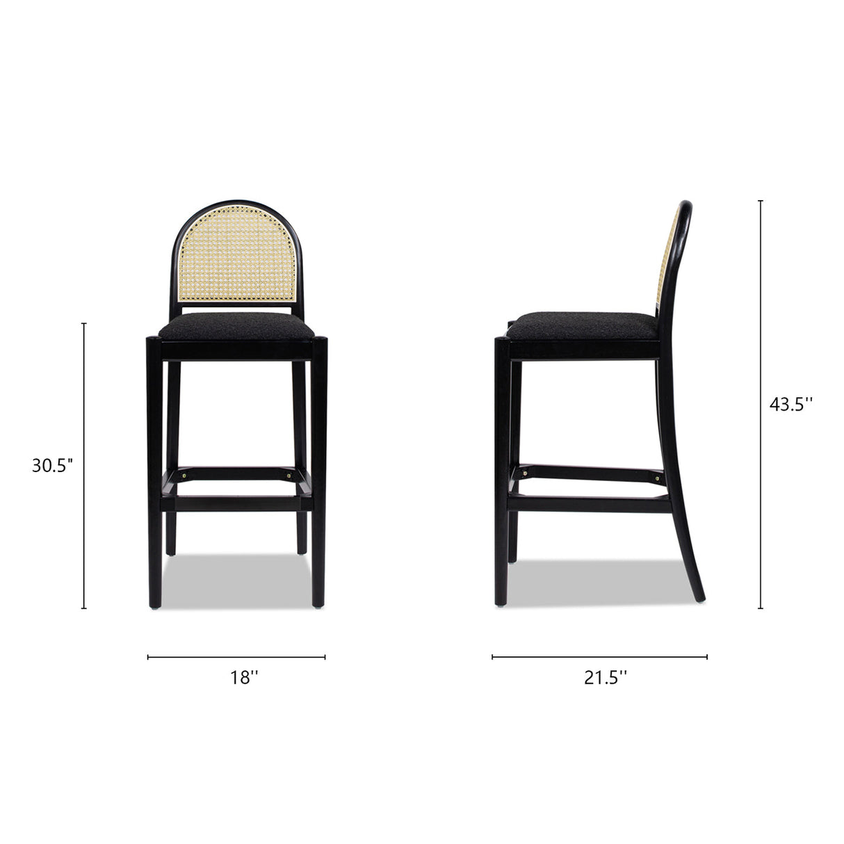 Arlin Upholstered Stool with Curved Back and Footrest - Set of 2