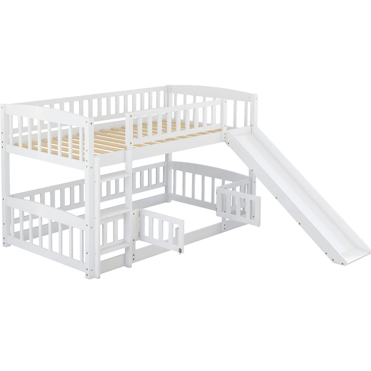 Low Bunk Bed With Slide, Fence And Ladder by Couch.com