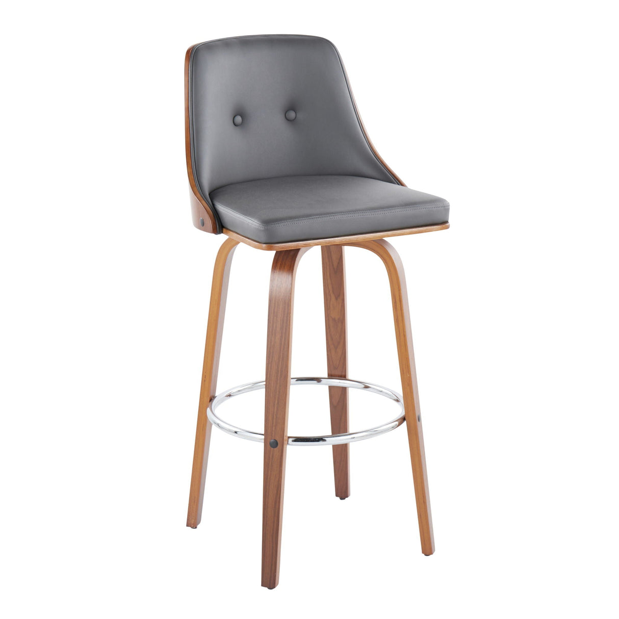 Gianna - Mid Century Modern Fixed Height Barstool With Swivel With Round Footrest (Set of 2) by Couch.com