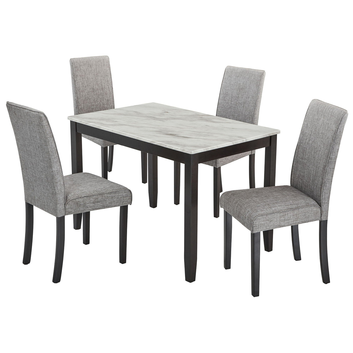 Modern 5 Piece Dining Set With Faux Marble Tabletop For Kitchen Or Dining Room - White / Dark Espresso by Couch.com