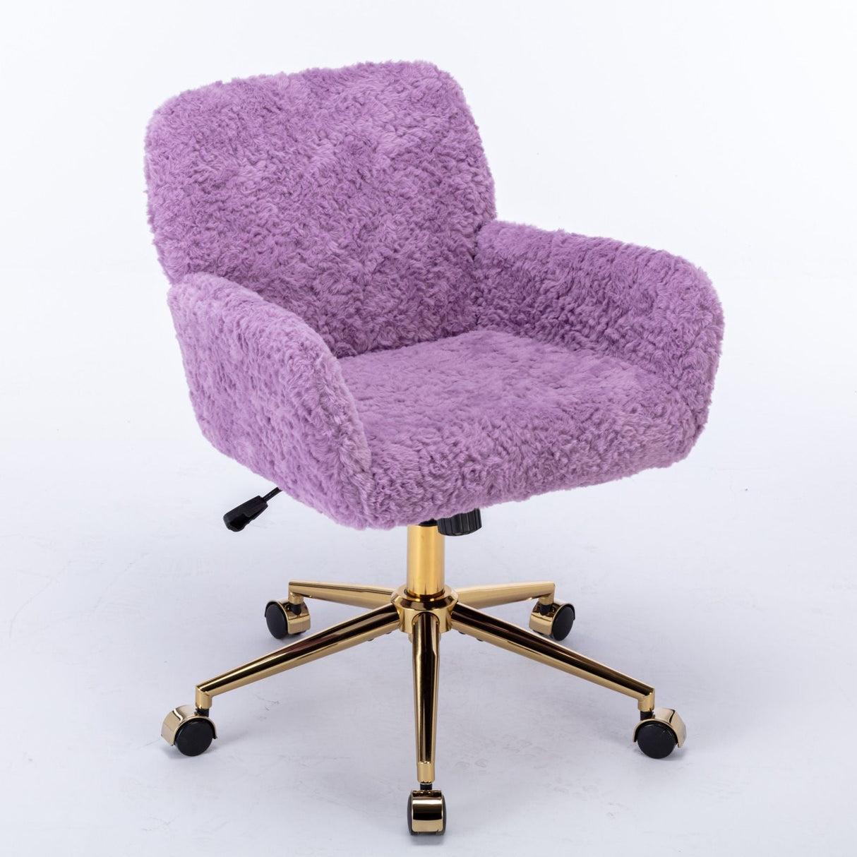Office Chair, Artificial Rabbit Hair Home Office Chair With Golden Metal Base, Adjustable Desk Chair Swivel Office Chair, Vanity Chair by Couch.com